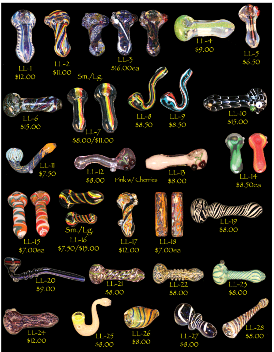 Glass Hand Pipes, Dichroic, Heavy Wall