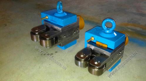 Y-TABLE FOR ROLLING MILLS, OIL LUBRICATION SYSTEM (Capacity - 50 LPM to 300 LPM), AUTOMATIC BUNDLING MACHINE, Hot Billet Shear, Billet Charging Grate, Flywheel, Gear Boxes, Mill Stands, Shearing Machines, Conveyor Rolls, Spindle Carrier, Pinch Rolls, Tilting Tables, Twin Channel, TMT Quenching System, Tail Breaker Pinch Rolls, Oil Lubrication System, Guide Box & Twist Pipes Mechanical Pusher, Mill Accessories, TMT Chain Transfer System, Recuperators, Cooling Tower, gear coupling, universal spindles, steel rolling mill, rolling mill items, steel plant machineries, steel plants, CCM, Continuous casting machine, steel melting, steel makers, leju Thomas, 9310524787, Gear boxes, Pinion stands, Rolling mill Stands on Fiber& bearings, Roller tables, Tilting tables, Y tables, Guide boxes, Chocks, Couplings, Spindles, Rotary shears, Flying shears, Cantilever type pinch Rolls, Tail Breaker pinch Rolls, Quenching Systems (for 8-16 mm, 16-25 mm, & 25-32 mm), Twin channel, Hot Rolling Mills, Shears, Automatic Cooling Bed, Quenching Boxes, Twin Channel Machine, Mill Stands, Cold Rolling Mills, Gear Couplings, Industrial Gear Box, Punching Cropping Machine, Hot Saw, Transmission Tower Machinery, Chain Transfer Systems, Product Design Development, Hot Rolling Mills Bar Rolling Mill Hot Rolling Mill Equipment Slit Rolling Mill Shears Flying Shear Crank Shear Continuous Rotating Shear Disc & Drum Shear Automatic Cooling Bed Quenching Boxes TMT Quenching Boxes Twin Channel Machine Industrial Gear Box Helical Gear Box Rolling Mill Gear Boxes Mill Stands Rolling Mill Stands TMT Mill Stands Housingless Mill Stands Cold Rolling Mills Gear Couplings Gear Jobwork Punching Cropping Machine Hot Saw Traveling type Hot Saw Fixed type Hot Saw Transmission Tower Machinery Chain Transfer Systems Product Design Development, Turnkey Solutions For Hot Rolling Mills Coilers Mill stands Shears & hot saws Twin channel Cooling beds Gear boxes & pinion stands TMT Equipment, Rolling Mill Machines Blade Grinding Machine Hot Saw Machines Straightening Machine Hydraulic Pusher, Hydraulic Cylinders, Ejectors, Hot Rolling Mill Flywheels Gear Boxes Mill Stands Gear Couplings Material Handling Equipment TMT Equipment Cooling Bed Shearing Machines Straightening Machines Spare Parts Of Rolling Mills Other Allied Equipments Bending & Time Machine Workshop Machinery, ♦ Bar Mills ♦ Structural Steel Mill Wire Rod Mill with Bar in Coil Line Rolling Mill for High-Grade Steels Section Mill High Speed Laying Head with Gear Box Crank Lever Shears Crank Shears Housingless Stands Double Crank Shears Rake Type Cooling Conventional Mill Stands Gear Boxes Rod mill block Varioblock Flying Shear • Tail Braking Pinch Roll • Cold Shear, Starting Stock Billets 160 x 160 x 12,000 mm 130 x 130 x 12,000 mm Furnace Group Charging grate, Hot charging, Elevator, Induction online heater Finished product Rebar 8 three-strand slit TMT Rebar 10 two-strand slit TMT Rebar 12-40 mm TMT Flats, angles and channels are possible too Sub-bundles 100-400 kg Master bundles 1 MT-3 MT Furnace Capacity 80 MT/h Main train Single-strand H/V arrangement, two strands are H/V type Roughing train : 4 off Model 600, 2 off Model 440, Free outlet after stand # 2 Intermediate train : 4 off Model 440, 4 off Model 340 Finishing train : 6 x Model 340 Associated shears Loopers : 8 off vertical, 6 off Single strand, 2 off multi strand Capacity 400,000 MT/y Cooling bed group Water quenching line, Thermex Cooling bed shear Cooling bed 66 x 10 m Finished speed 16 m/s (20 m/s) Material grades Carbon steels, Alloyed Structural Steel grades Continuous finishing shop Stationary cold shear 3,000 kN Counting system Small bundle forming 4 off Tying machine Various associated equipment, e.g. stoppers, chain transfers, roller tables, Starting stock Blooms 180 x 180 x 8,000 - 12,000 mm 300 x 300 x 8,000 - 12,000 mm Finished product Rebars 28 - 40 mm Rounds 30 - 100 mm dia. Hexagons 50 - 80 mm Flats 8 x 30 - 60 x 150 H-Beams 100 - 180 mm I-Beams 100 - 200 mm T-sections 75 - 140 mm Channels 100 - 200 mm Angles 80 x 80 x - 200 x 200 mm U-type sections for mine timbering 18U, 25U,29U Bundle/stack length 6 - 24 m Bundle/stack weight 2 - 5 t Furnace capacity 116/143 t/h Annual capacity 700,000 t/y Finishing speeds 6 m/s Material grades Carbon steels, Alloyed structural steel,Antifriction bearing steel Furnace group: Elevator (for hot charging), charging grate,weighscale, descaler, insulated holding tunnel Mill train: Single strand Roughing train 4 x Model 670, 1 x Model 760(V-H-HV-H) Intermediate train: 2 x Model 760, 4 x Model 670(H-H-H-UR-UR-HV) Finishing train: 5 x Model 670 (UR-HV-UR-HV-FUR) Associated shears Loopers: 4 x vertical Cooling bed group: Water cooling line, pinch roll unit Cooling bed shear Cooling bed 84 x 19 m Short-bar collecting device Continuous finishing shop In-line straightening machine (10 rollers) Hot saws: 1 x stationary, 1 x movable Abrasive cutting machines: 1 x fixed, 1 x movable Piling and stacking facilities (magnet-type) Tying machines: 2 x stationary, 2 x movable Various associated equipment, e.g. stoppers, chain transfers, roller tables. upto 150 x 150 x 12,000 mm Finished product: Wire rod 5.5 - 16 mm Rebars Nos. 3, 4 and 5 (as per ASTM) Coils 16 - 42 mm dia. Furnace capacity: 70 t/h Annual capacity: 300,000 t/y Finishing speeds: Wire rod line - 100 (120) m/s Bar in coil line - 13.5 m/s Material grades: Cold-heading steels Reinforcing steels Steels with a carbon content from low to medium Piano-wire PC-wire Free-cutting steel Water cooling line, pinch roll units, bar reels (2x), coil transfer,chain conveyor with retarded and accelerated cooling facilities, transfer unit to Power & Free coil handling system, Starting stock Billets 50 x 100 x 10,000 mm 125 x 125 x 11,400 mm Finished product Rod 5.5 - 13.5 mm dia. Bars 11 - 57 mm dia. Flads 22 - 120 mm, 5 - 12 mm thick Bundle/stack length 3 - 8.5 m Bundle/stack weight 0.5 - 3 (5) t Furnace capacity up to 60 t/h Material grades High-grade structural steels 34 Cr 4, 60 SiMn7, 42 CrMo4 Antifriction bearing steels 100 Cr 6, 100 Cr 2, 100 CrMo 7 3 Material grades Tool steels X 210 Cr 12, X 38 CrMoV 5 1, 55 CrNiMoVS 4 2 4 Acid-resistant and heat-resistant steels X 5 CrNiMo 18 11, X 2 CrNiMo 19 13,X 20 CrNiSi 25 4 High-speed steels X 79 Wco 18 5, X 82 W Mo 6 5 5 Special alloys X 55 CrMnNiN 20 8,X 45 CrSi 9 3 X 3 CrNiMoNbN 23 17 The complete range of steel grades includes approx. 300 different grades Furnace group: Charging grate, cross transfers, weighscale, descaler (2x), heatholding tunnel Mill train: Single strand, H/V - arrangement Roughing train: PSW and 6 x Model 440 Intermediate train: 4 x Model 440, 2 x Model 340 Finishing train: 4 x Model 340 Kocks-block 8-stand wire rod block for high grade steels 3 x 215/ 5 x 170 Associated shears Loopers: 7 x vertical, 1 x horizontal Cooling bed group: Water cooling line, pinch roll unit Cooling bed shear Cooling bed 57 x 5 m Continuous finishing shop: Abrasive cutting machine Piling and stacking facilities (non-magnet type) Tying machines: 1 x fi xed, 1 x movable various associated equipment, e.g. stoppers, chain transfers, roller tables etc. Rod finishing equipment: Water cooling and equalizing sections, pinch roll unit,laying head Ring conveyor for retarded and accelerated cooling reforming tub Pallet-type coil handling system, compacting & tying units,weighscale, unloading station Reel plant Water cooling and equalizing sections, Pinch roll units, Bar reels: 2 x, Transfer equipment to pallet-type coil handling system, Omsairam Steel & Alloys Pvt. Ltd., Bhagyalaxml Rolling Mills Pvt. Ltd., Kalika Re-rollers Pvt. Ltd., Parvati Alloys (P) Ltd., MITC Rolling Mills (P) Ltd., Maharashtra Steel Rolling & Engg Co. Chimanlal Vijay Kumar Steels Pvt. Ltd, Bhagwati Ferro Metals (P) Ltd, Balbir Rolling Mills Ltd. Quartz Metals Inds., Metro Alloys Ltd., Pushpak Steel Inds. Pvt Ltd., T. k. Ispat Pvt Ltd., Allied Ferromelt Pvt Ltd., Bhagwati Steel Cast Ltd., R. L. Steels Ltd., Guardian Steels Pvt. Ltd., Shri Karvir Nivasini Mahalakshmi Ispat Pvt. Ltd., Khatu Shyamji Steel Rolling Mills Pvt. Ltd., Kunal Ispat & Alloy Inds. Pvt Ltd. Sun Metallics & Alloys Pvt. Ltd, Hans Ispat Ltd. Shri Khatu Shyam Industries, Rajuri Steel Pvt. Ltd, Shree Om Steel Rolling, Air Carrying Corpn (I) Ltd., titan Alloys Ltd. Sunflag Iron & Steel Co. Ltd., Sharda Ispat Ltd., Fortune Metaliks Ltd., Sharda Shree Ispat Ltd., R. K. Structures Pvt. Ltd., Sanvijay Industries Pvt. Ltd., Shivali Udyog (I) Ltd., S.D. Bansal Iron & Steel Pvt. Ltd., Inertia Iron & Steel Inds. Pvt. Ltd., Nalwa Steel & Power Ltd., Shilpa Re-rollers Ltd., Sri Jai Balaj Steel Rolling Mills Ltd., Petropol India Ltd. Galwalia Ispat Udyog Pvt. Ltd. Crest Steel & Power Pvt. Ltd. Himalayan Rolling Steel Industries Pvt. Ltd., Shree Balaji Pigments Pvt. Ltd., Upper India Steel Mfg. & Engg. Co. Ltd., Capital Ispat Ltd., Barnala Steels Inds. Ltd., Shri S.S. Shyam Steels Pvt. Ltd. Fortune Metals Ltd. Rathi Udyog Ltd., M/s. Gallantt Ispat Lyd., Gemini Merchandise Pvt. Ltd., Jagdamba Rolling Mills, Shree Krishna Steel Rolling (Jaipur) Ltd. Modi Steels, Usha Martin Inds. Prince TMT Steels Pvt. Ltd., Dindigul Iron & Steel Co (P) Ltd. ARS Metals Ltd. V.V. Iron & Steel Company Pvt Ltd. Jairaj Ispat Ltd., Pioneer Torsteel Mills (P) Ltd., Devshree Ispat Pvt. Ltd., Vaibhav Merchantile Ltd., Maa Mahamaya Inds. Pvt. Ltd., Chitrakoot Metal Ltd. P. R. Rolling Mills Pvt. Ltd. Shree Aravindh Steels Ltd. Shyam Steel Industries Ltd. Shri Ramrupai Balaji Steels Ltd. Adhunik Ispat Pvt. Ltd. Durgapur Steels Ltd. B. M. A. Stainless Ltd. Zion Steel Ltd. Shree Metaliks Ltd. Usha Martin Ltd. Shyam Sel Ltd. Maithan Steel & Power Ltd.