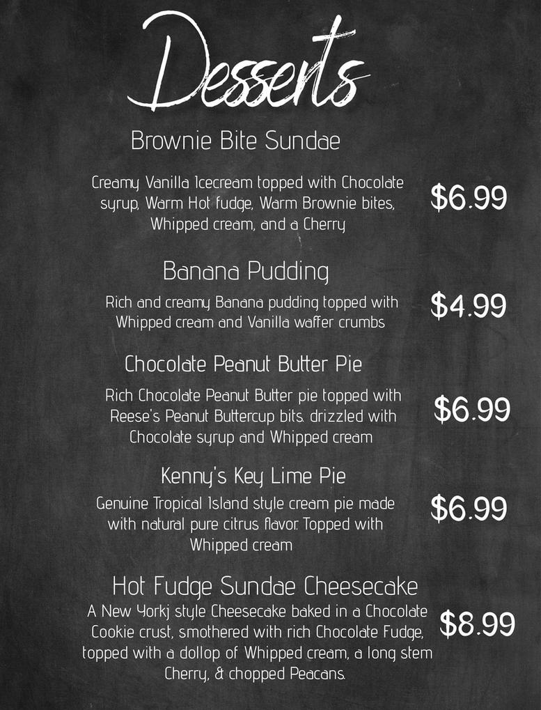 Dessert Menu