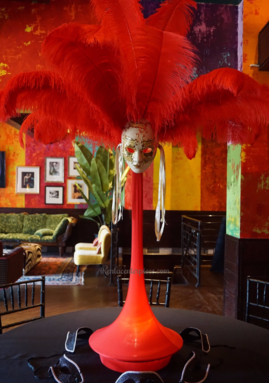 Rent Masquerade Spandex ostrich feather centerpieces Los Angeles California