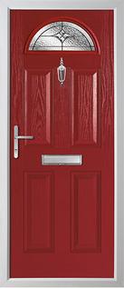 4 panel 1 arch rebate composite door in red