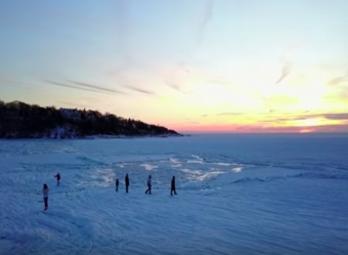 Surreal Drone Visual of a Frozen Beach in Massachusetts