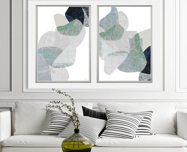 Blue, gray and green abstract art, #abstract art