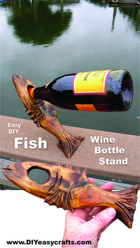 DIY easy Balancing Nautical Fish Shaped Wine bottle stand. Easy woodworking project. www.DIYeasycrafts.com