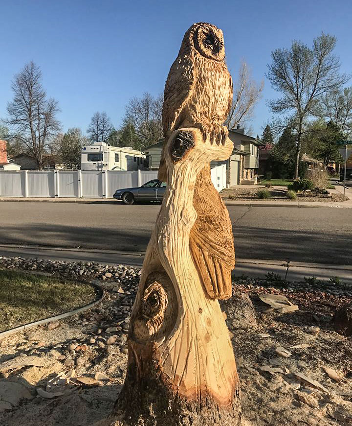 Owl Chainsaw Carving | atelier-yuwa.ciao.jp