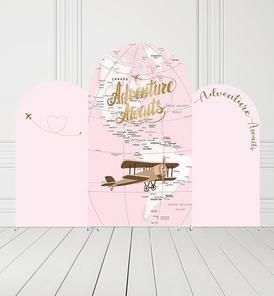 Adventure awaits pink chiara fabric arch cover