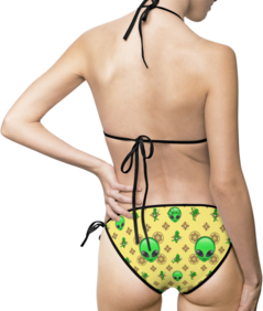 "Fun Alien Motif" Women's Bikini Swimsuit Yellow