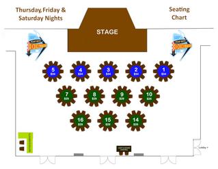 Seating chart for BYO Dinner / Evening Shows. Click to expand.