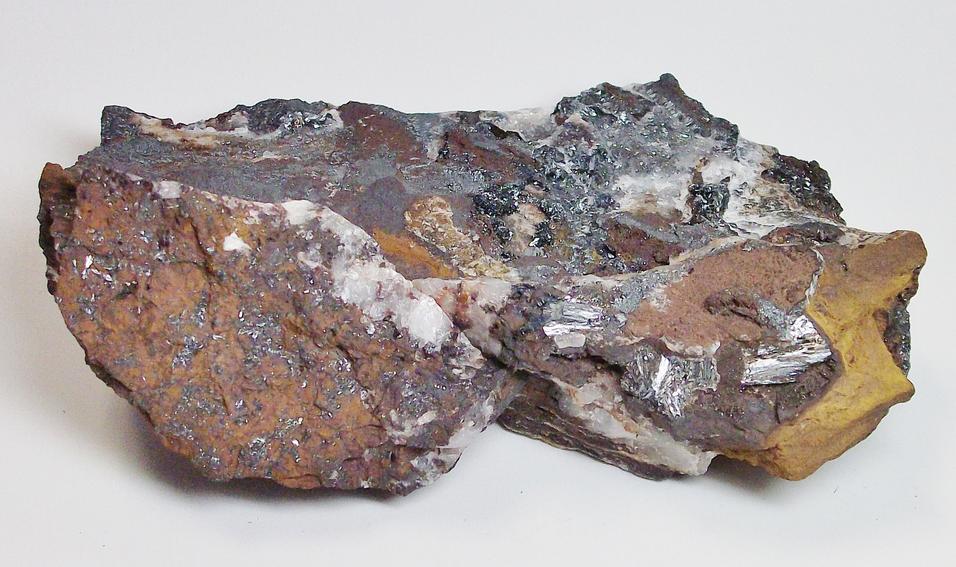 Pyrolusite crystals on Quartz - Taylor Mine, Alberta, Baraga Co., Michigan