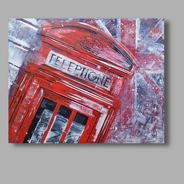 acrylic painting, london painting, telephone box, call box painting