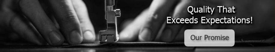 hands sewing sunbrella material on sewing machine