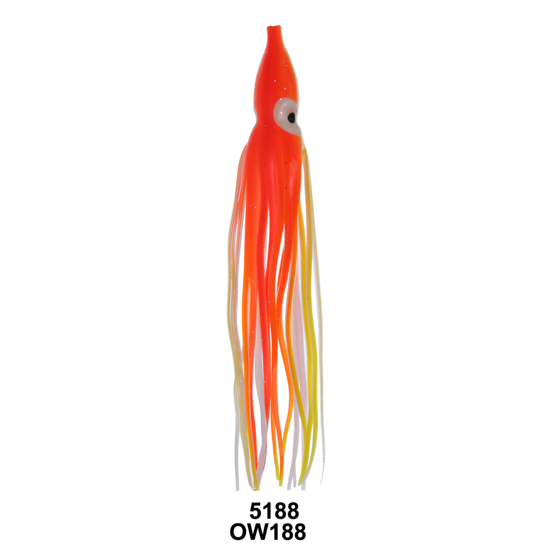 30pcs 3 Octopus Lure Mold Rock Cod Craft Bulb Squid Skirt Orange