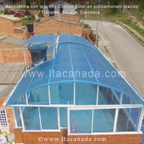 Marquesina con teja sky control solar LTA color azul