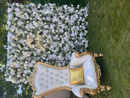 Golden White Wedding Couple Chair rent