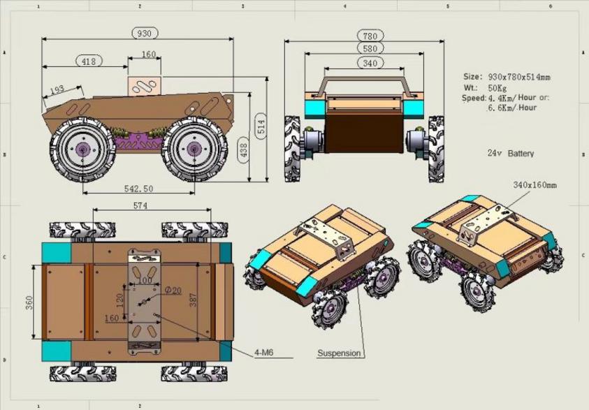Wheeled Off-road Robot Platform , 4-wheel robot base