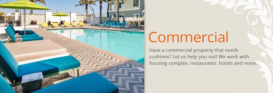 Commercial Sunbrella cushions for hotels, housing complex and restaurants