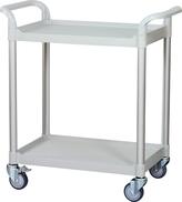 2 shelf plastic hospital trolley, medical carts manufacturer Taiwan