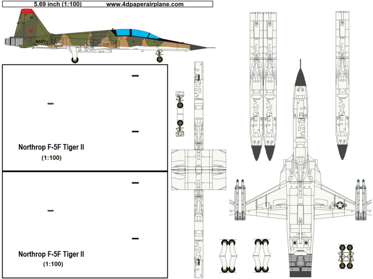 4D model template of Northrop F-5F Tiger II