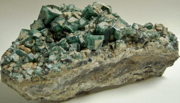 fluorescent FLUORITE, GALENTA, QUARTZ - Rogerley Mine, Rogerley Quarry, Stanhope, Frosterley, Weardale, North Pennines, County Durham, England, United Kingdom