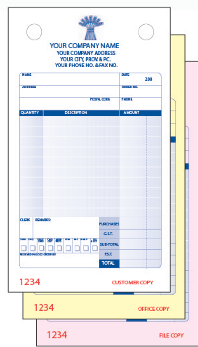 Custom Register Form 3 copies imgae: Customer, Office, File