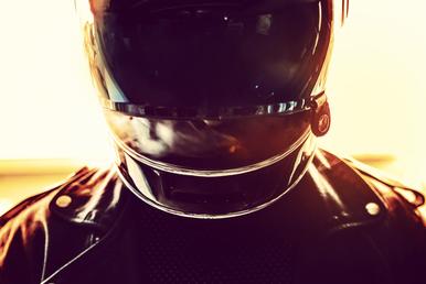 badass smoking biker leather jacket and helmet