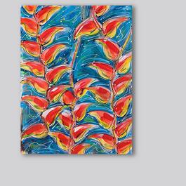 botanical flowers, lobster claw, large painting