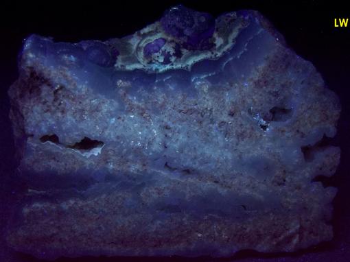 SMITHSONITE with fluorescence - Kelly Mine (Tri Bullion shaft, Paschal shaft; Traylor shaft; Kelly tunnel), Magdalena, Magdalena District, Socorro County, New Mexico, USA - ex Franklin Mineral Museum, ex John “Jack” Baum