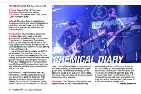 Music Connection Magazine Live Review of Chemical Diary - December 2017