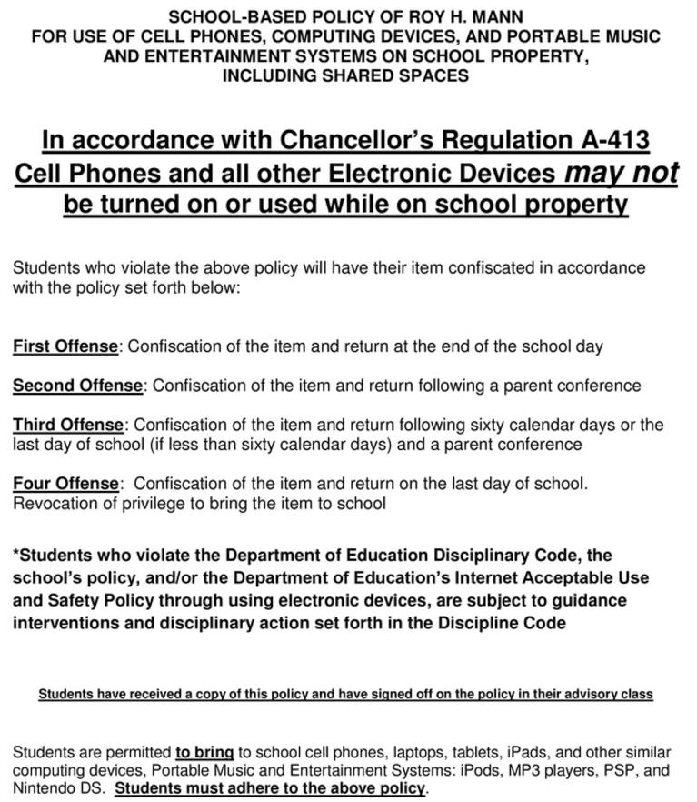 Cell Phone Policy