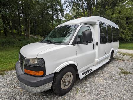 One of several wedding limos parked by a church in Asheville, NC