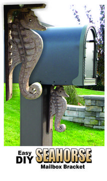 DIY Seahorse Nautical mailbox bracket. Check out all of our Easy DIY nautical crafts. www.DIYeasycrafts.com