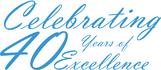 Image of blue script that reads Celebrating 40 years of excellence.