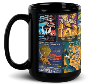 Retro Alien Montage Black Glossy ​Coffee/Tea Mug by Spiz