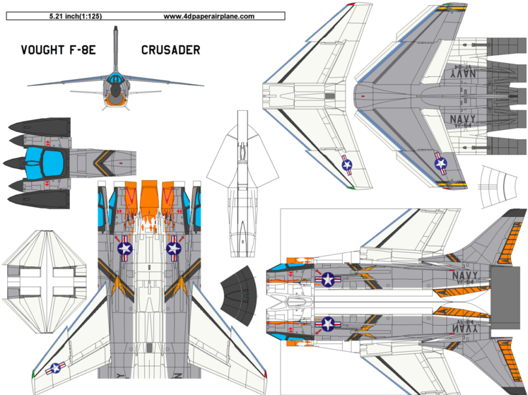 4D model template of Vought F-8E Crusader