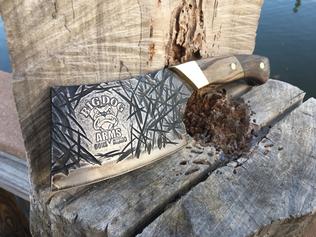 DIY Cleaver with metal etched logo and thatched blade texture. Free step by step instructions. www.DIYeasycrafts.com