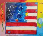 Peter Max Flag with Heart