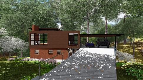 Usonian MidCentury Modern Renovation 3DGreenPlanetArchitects.com new front elevation