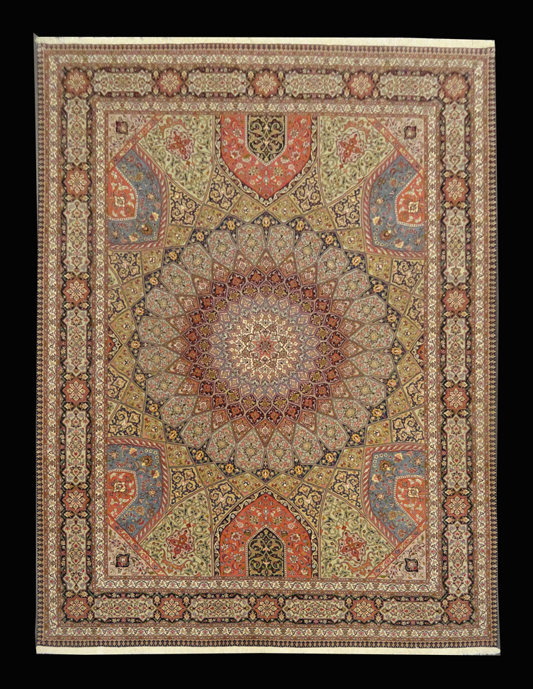 Semi-Antique Persian Mud Rug, Mahi Design ~1970