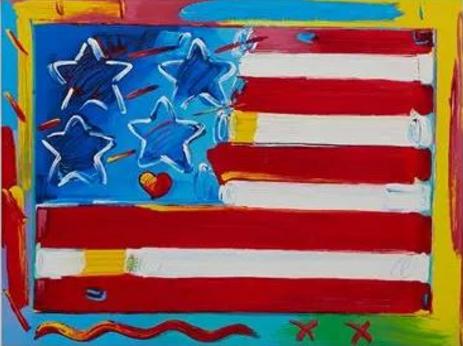 Peter Max Flag with Heart