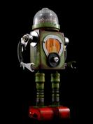 retro robot sculpture art astronaut