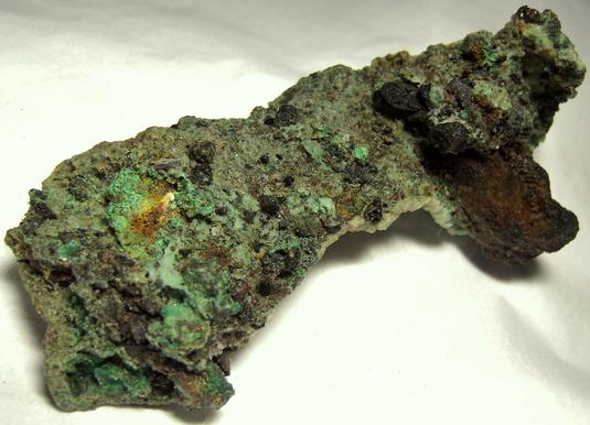 MALACHITE, CALCITE, MAGNETITE - copper mine point, Virgin Gorda, Virgin Islands - ex Morris Museum
