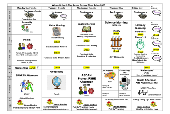 The Annex School - Timetable