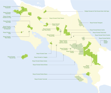 Mapa Parque Nacionales Vacances au Costa Rica