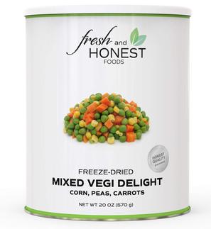 Fresh and Honest Foods 100% All Natural Freeze-Dried Mixed Vegi Peas, Corn, Carrots #10 Can