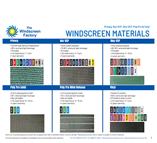 Windscreen Materials 1 Page PDF Flyer