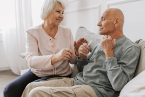 Family member speaker to elder about assisted living serviices