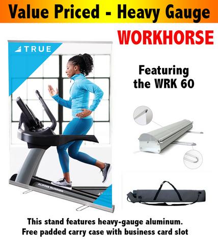 15,22,34,48,60 width retractable banner stands, silver and black