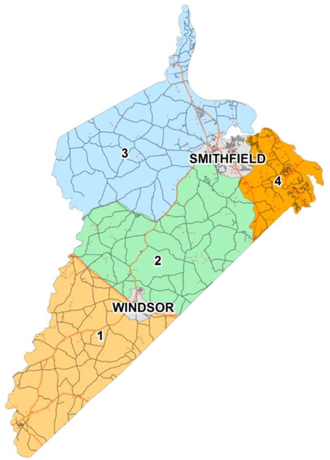 Map of Isle of Wight Sheriff's Patrol Zones