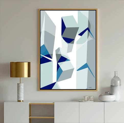 Blue and White Abstract, #Abstract Art, #blue and White, #blue art