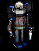 retro robot sculpture art astronaut